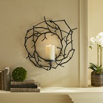 Modern industrial nickel shelf deals candle wall sconce